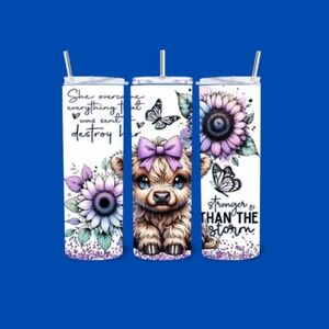 Cute Cow and Floral Tumbler